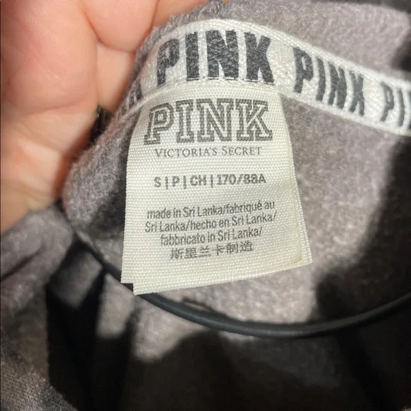 Victoria's Secret PINK Gray Hoodie size small bling cheetah print sweatshirt - Picture 5 of 6